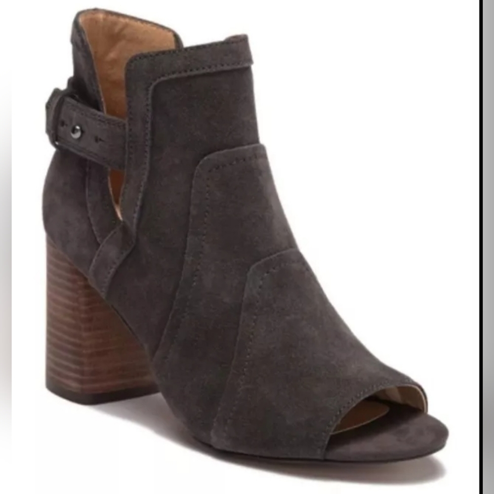 Joe's Jeans Cassia Ankle Boots Blocked Heel Dark Gray Suede Open Toe NWOT sz 11